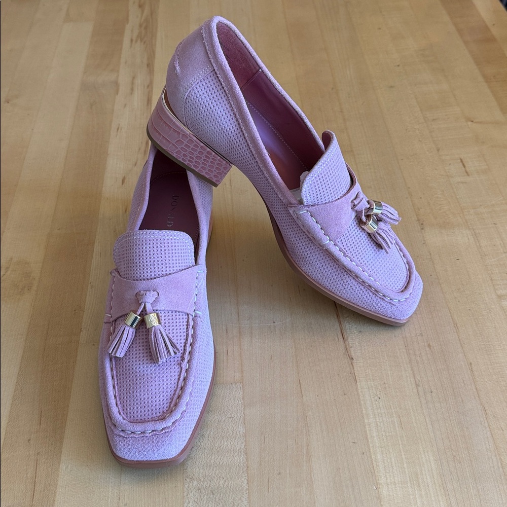 NEW* Donald Pliner Moc Toe Tassel Loafer in Pink Rose Suede 9.5 NWOB $228